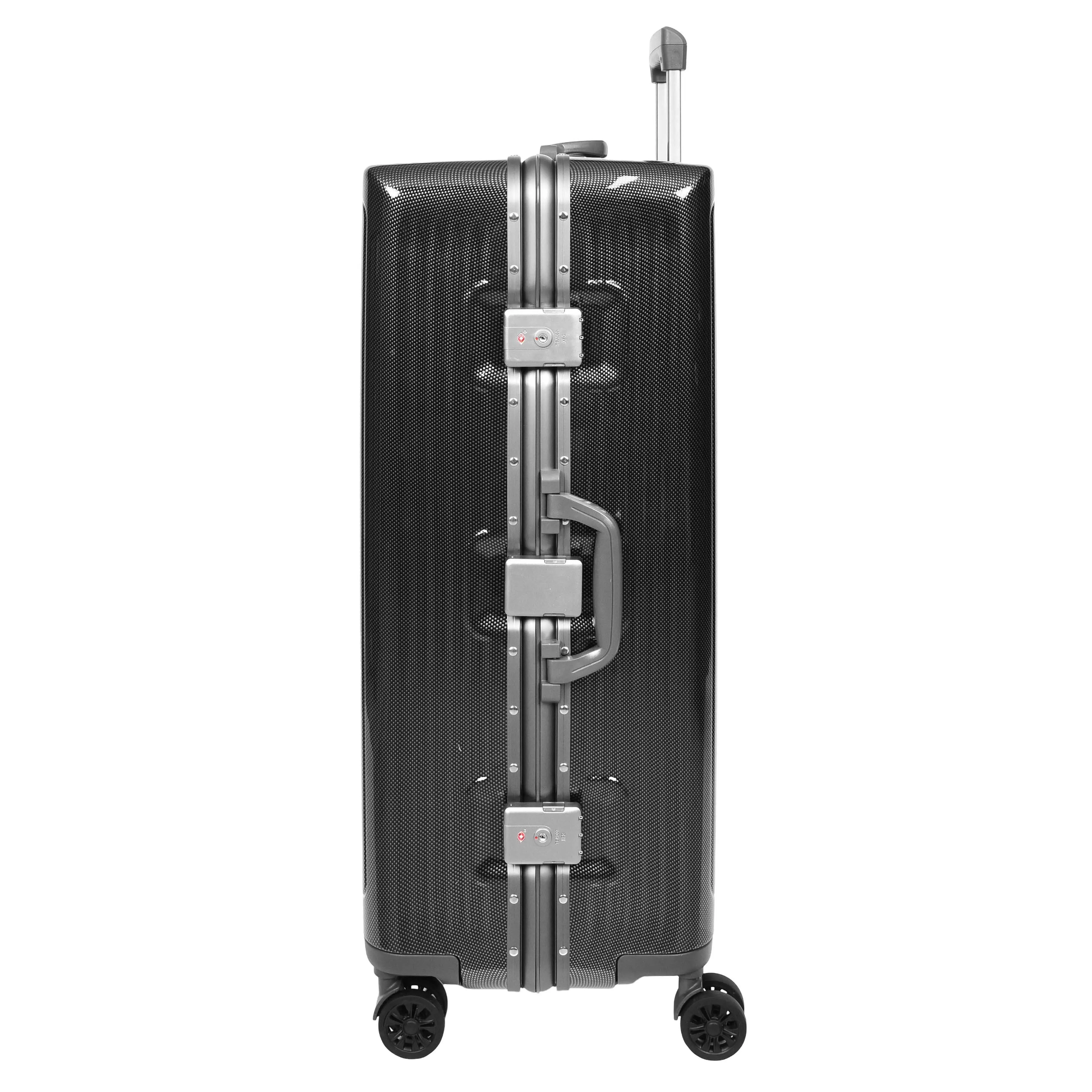 Hard side Spinner Luggage 8 Wheels Dual TSA Latch Metal Frame Suitcases Metatron Black