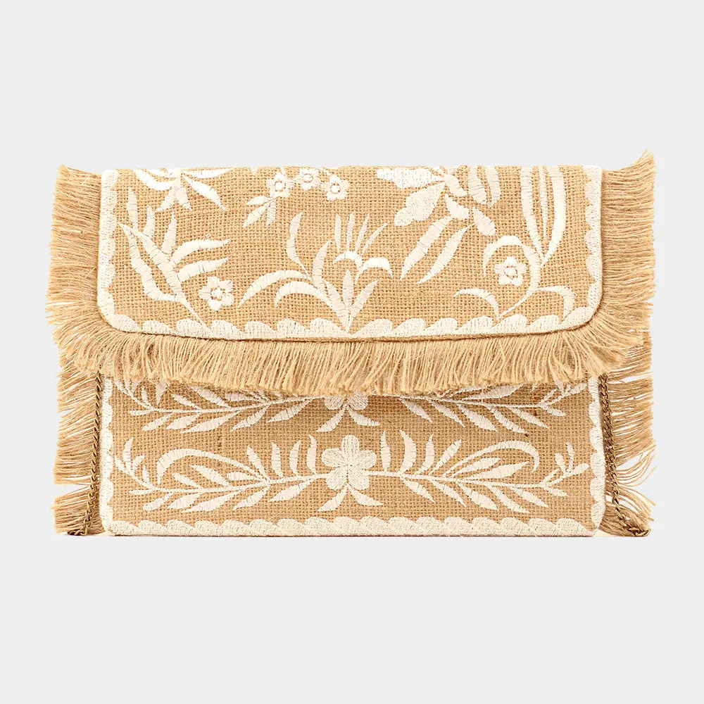 iLLASPARKZ Boho Flower Embroidered Clutch/Crossbody Bag
