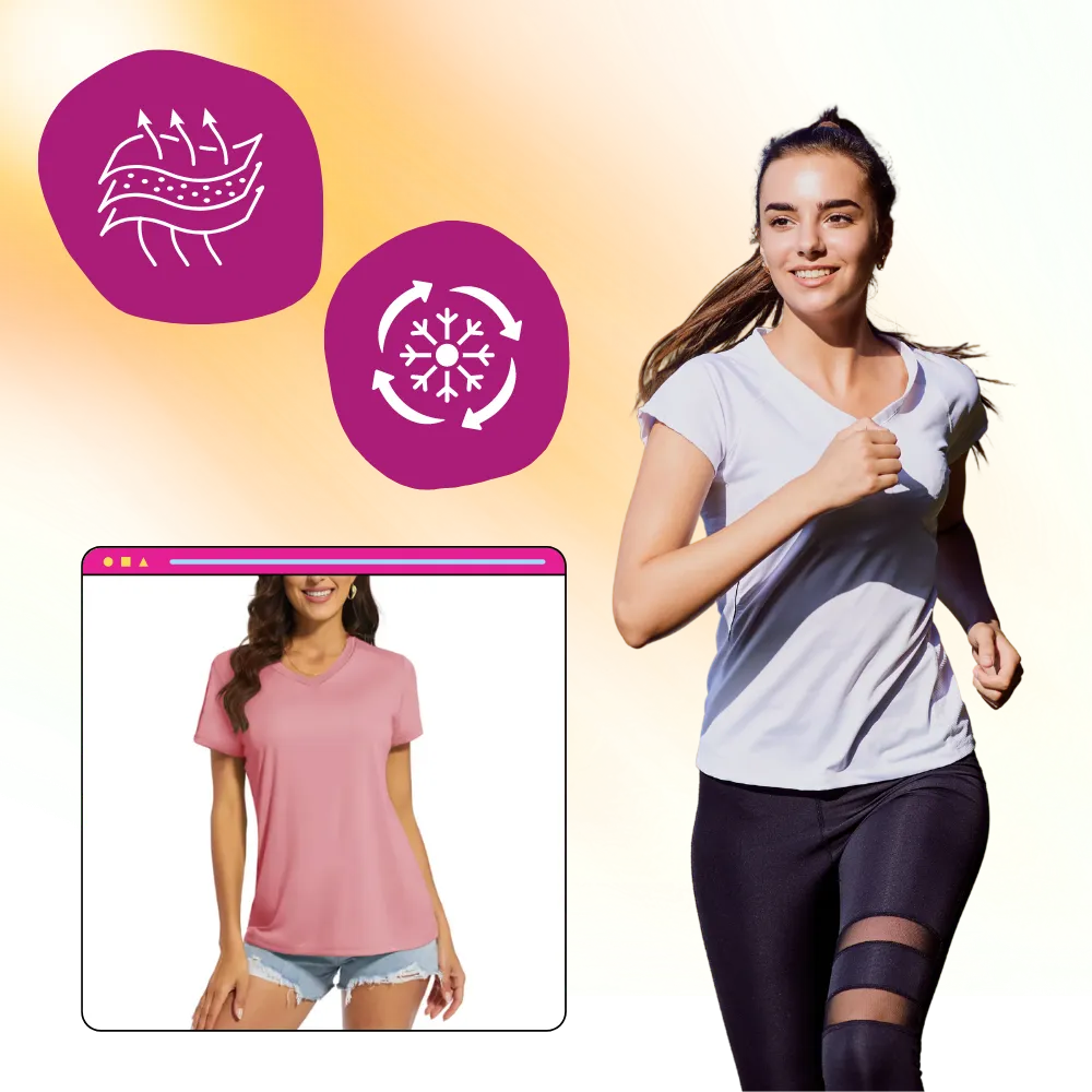 Instant Cooling V-neck Shirts Women