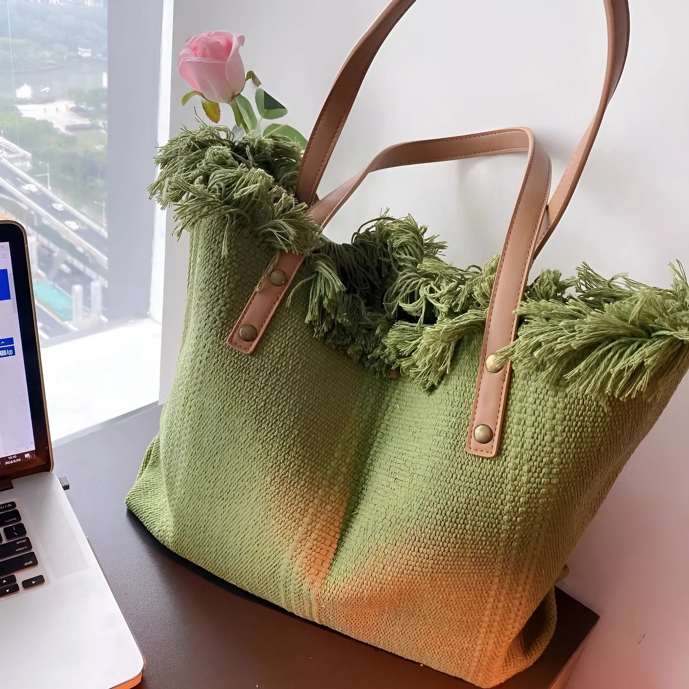 Johanna Handbag - Hochwertige Große Canvas Sommertasche