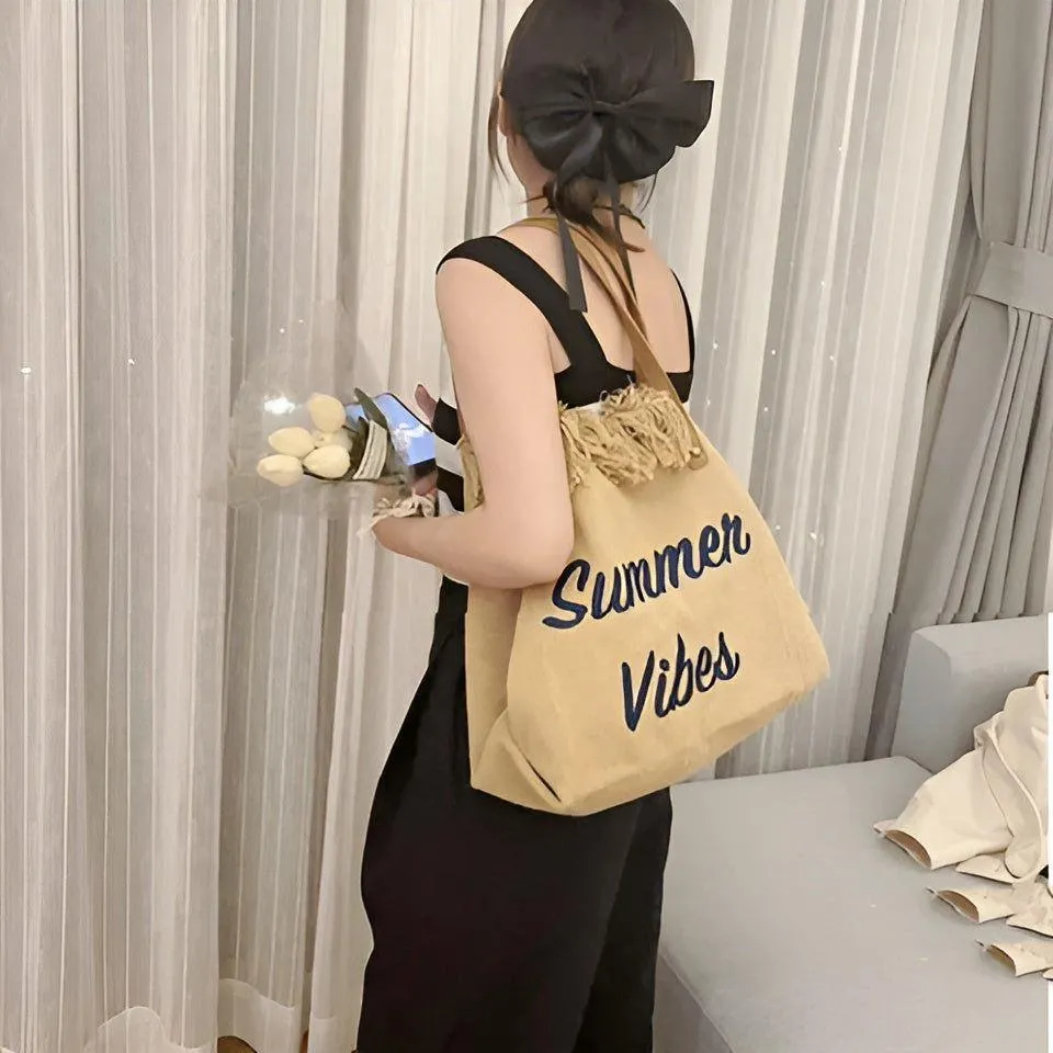 Johanna Handbag - Hochwertige Große Canvas Sommertasche
