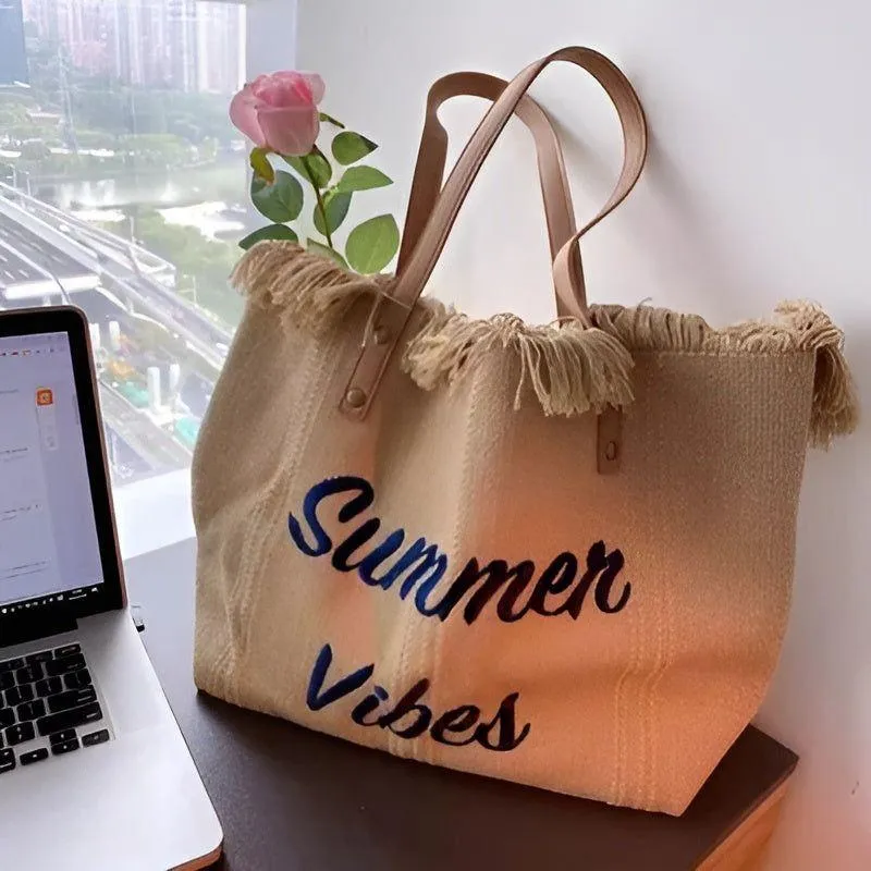 Johanna Handbag - Hochwertige Große Canvas Sommertasche