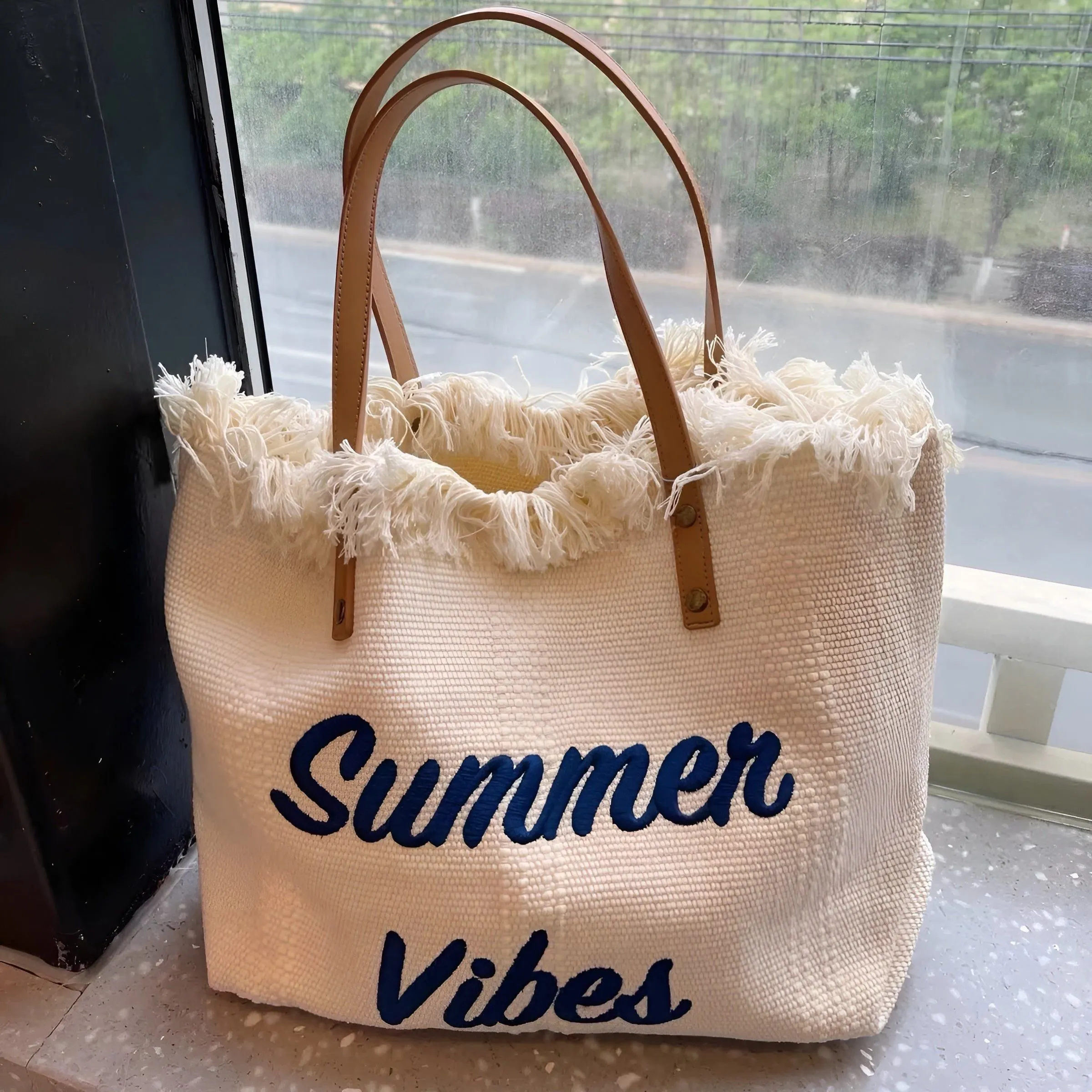 Johanna Handbag - Hochwertige Große Canvas Sommertasche