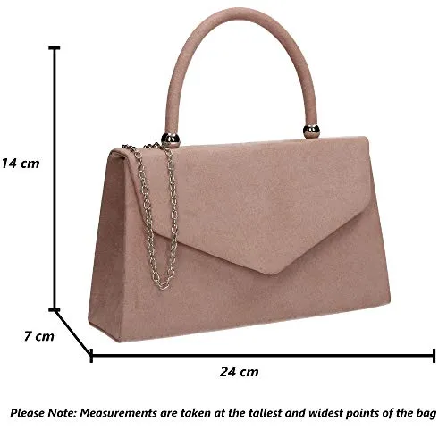Kendall Suede Velvet Envelope Womens Party Prom Wedding Clutch Bag Purse Bag