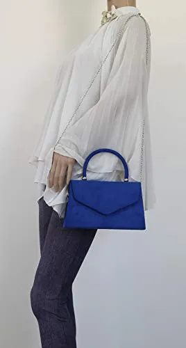 Kendall Suede Velvet Envelope Womens Party Prom Wedding Clutch Bag Purse Bag