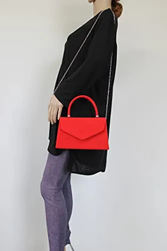 Kendall Suede Velvet Envelope Womens Party Prom Wedding Clutch Bag Purse Bag