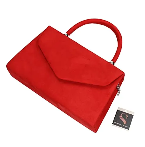 Kendall Suede Velvet Envelope Womens Party Prom Wedding Clutch Bag Purse Bag