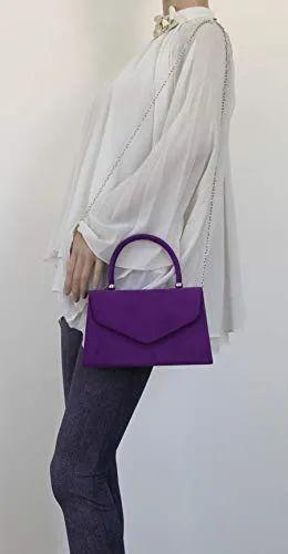 Kendall Suede Velvet Envelope Womens Party Prom Wedding Clutch Bag Purse Bag
