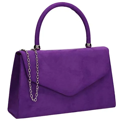 Kendall Suede Velvet Envelope Womens Party Prom Wedding Clutch Bag Purse Bag