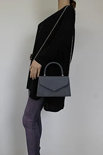 Kendall Suede Velvet Envelope Womens Party Prom Wedding Clutch Bag Purse Bag