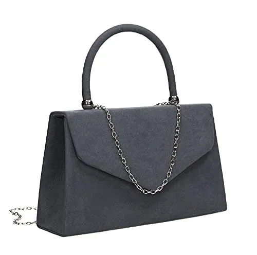 Kendall Suede Velvet Envelope Womens Party Prom Wedding Clutch Bag Purse Bag
