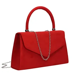 Kendall Suede Velvet Envelope Womens Party Prom Wedding Clutch Bag Purse Bag