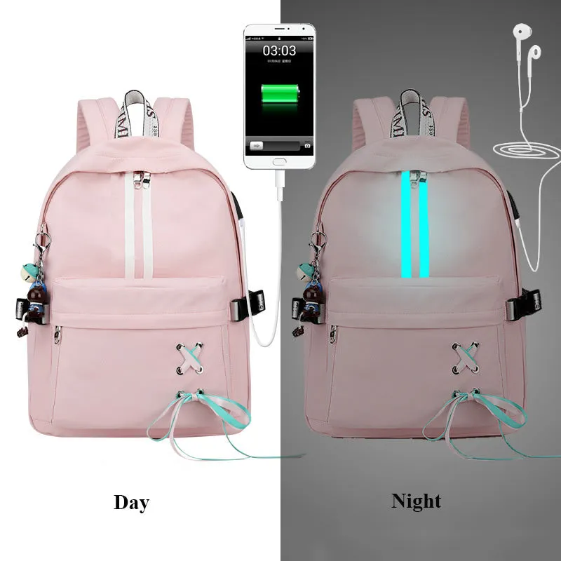 Korean fashion luminous casual girl backpack