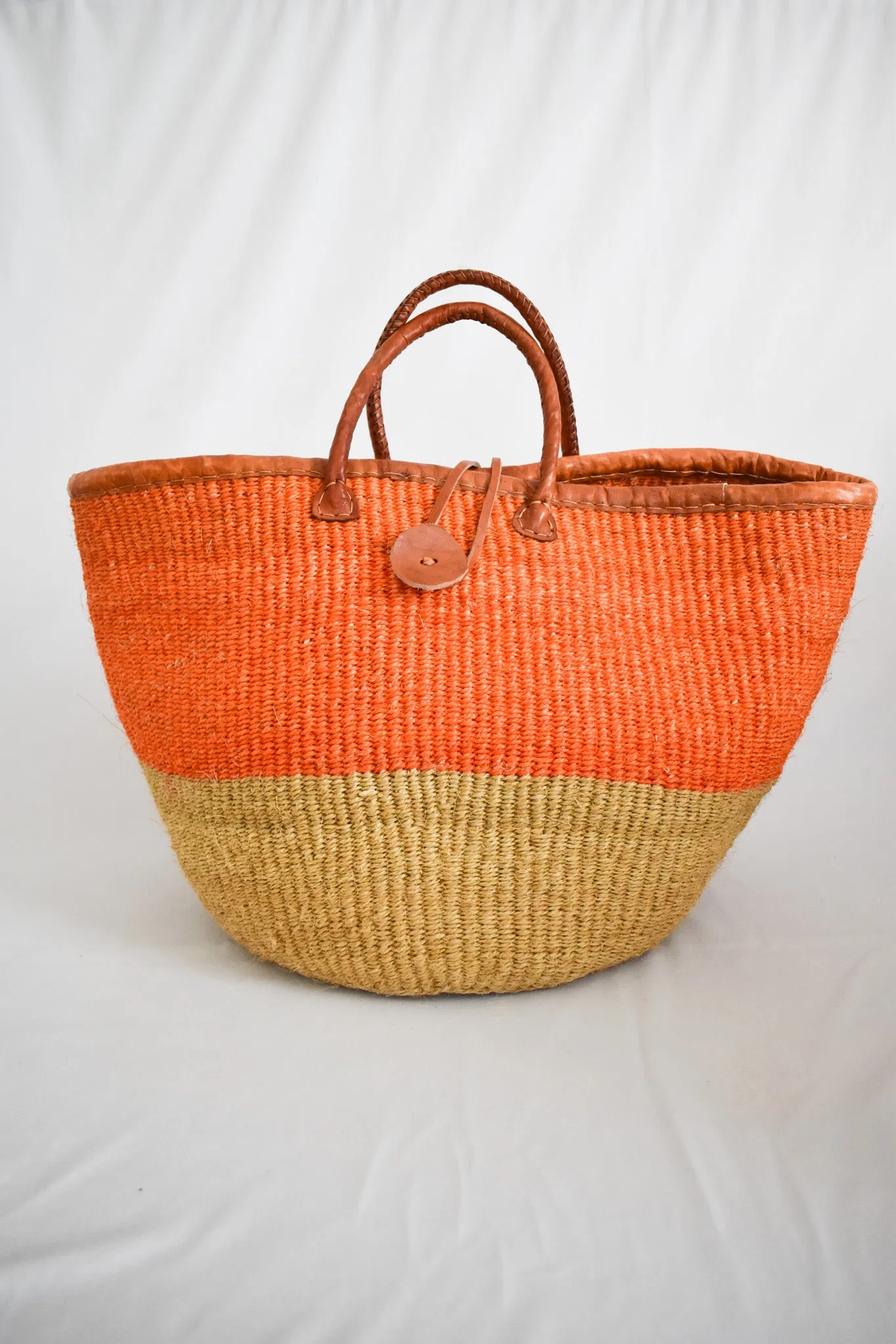 Large Pacific Sisal and Leather Beach Tote
