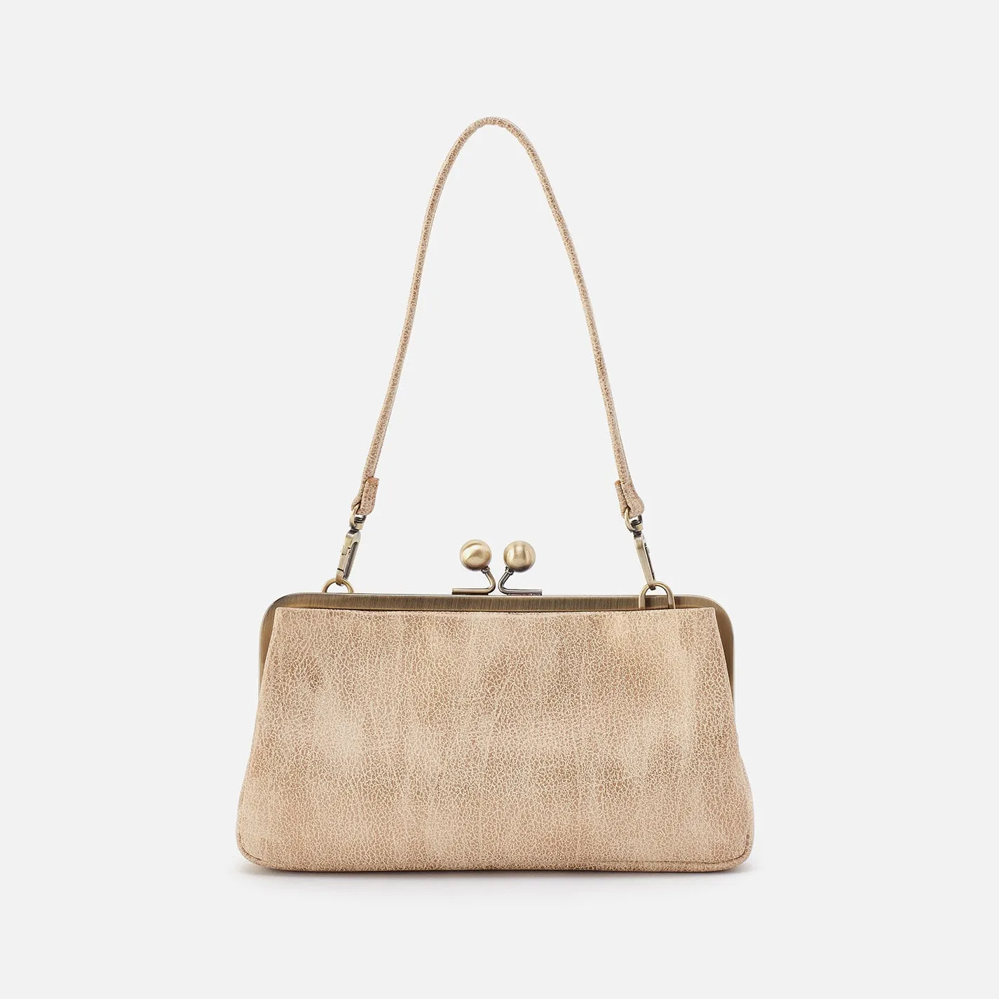 Lauren Frame Crossbody In Metallic Leather - Gold Leaf