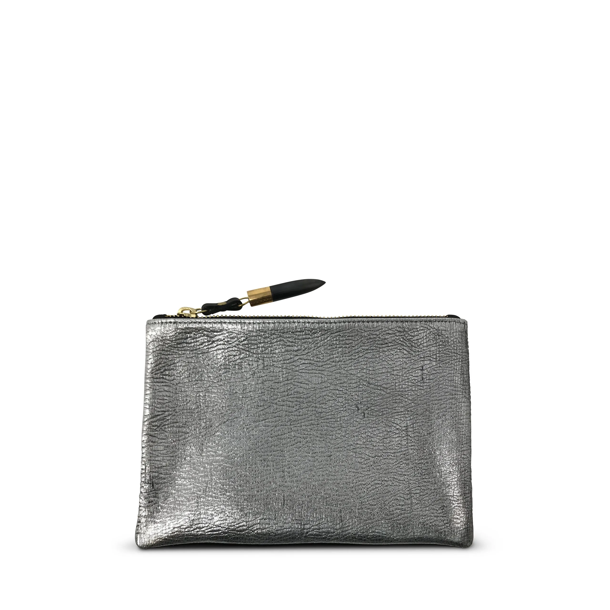 Metallic Rain Silver Small Pouch