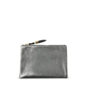 Metallic Rain Silver Small Pouch