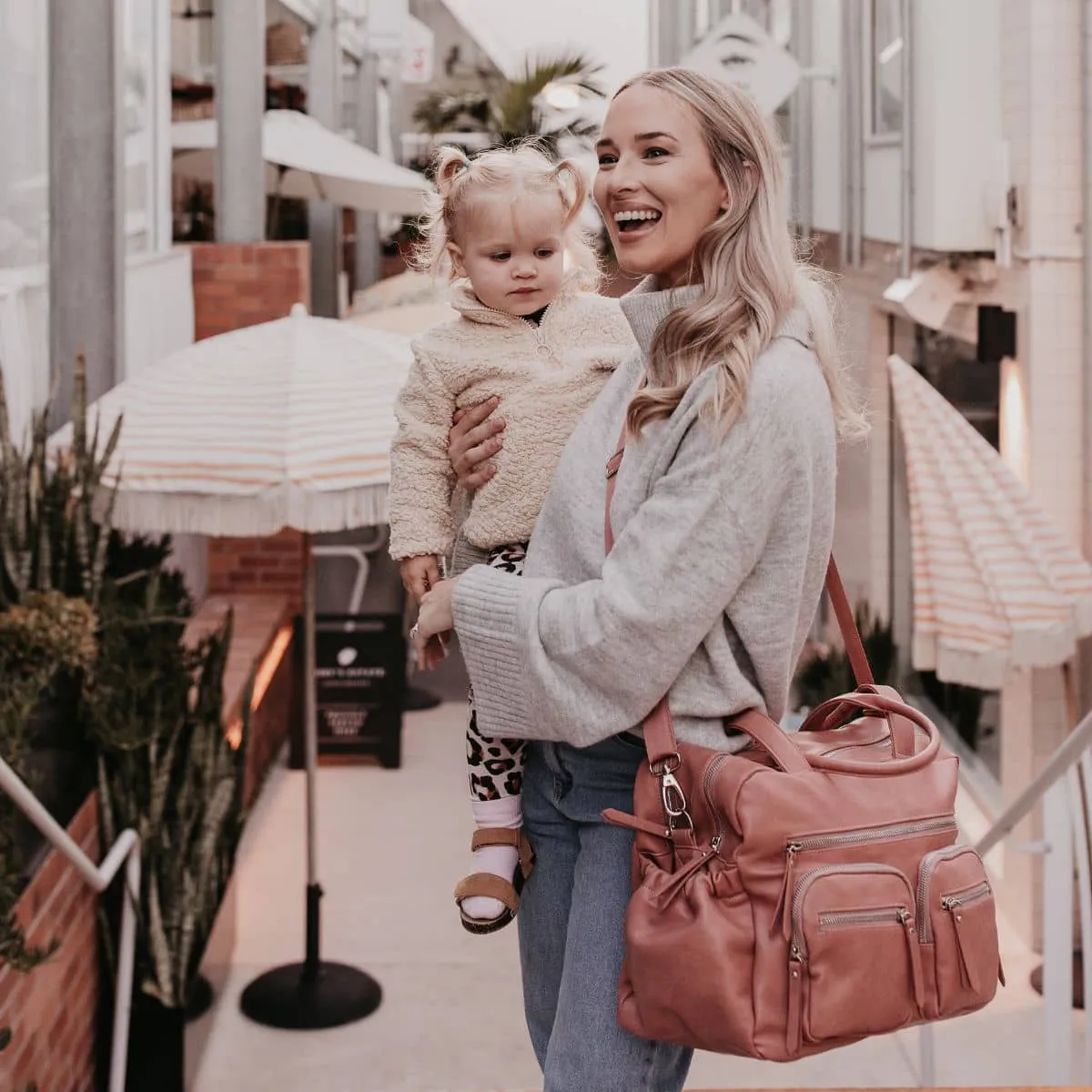 OiOi Vegan Leather Carry All Nappy Bag - Dusty Rose