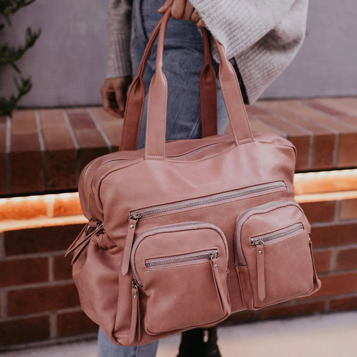 OiOi Vegan Leather Carry All Nappy Bag - Dusty Rose