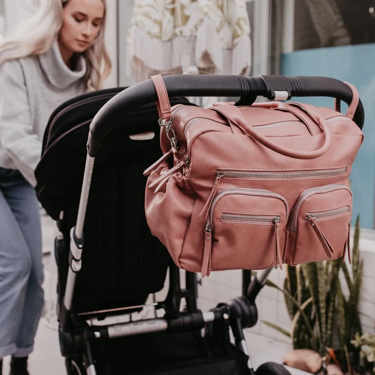 OiOi Vegan Leather Carry All Nappy Bag - Dusty Rose