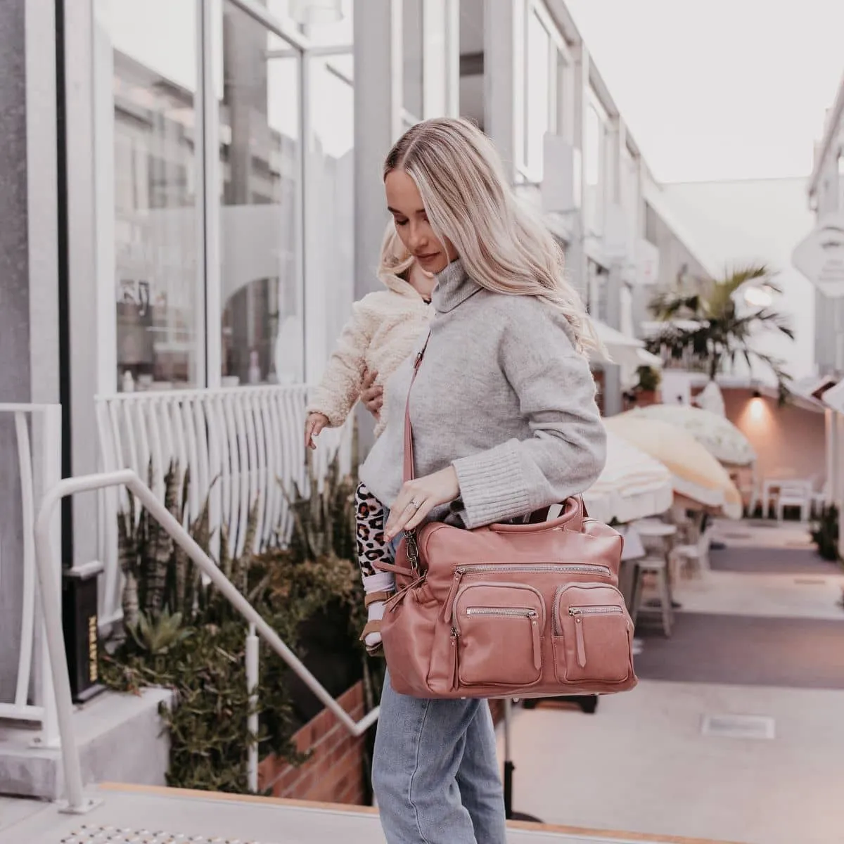 OiOi Vegan Leather Carry All Nappy Bag - Dusty Rose