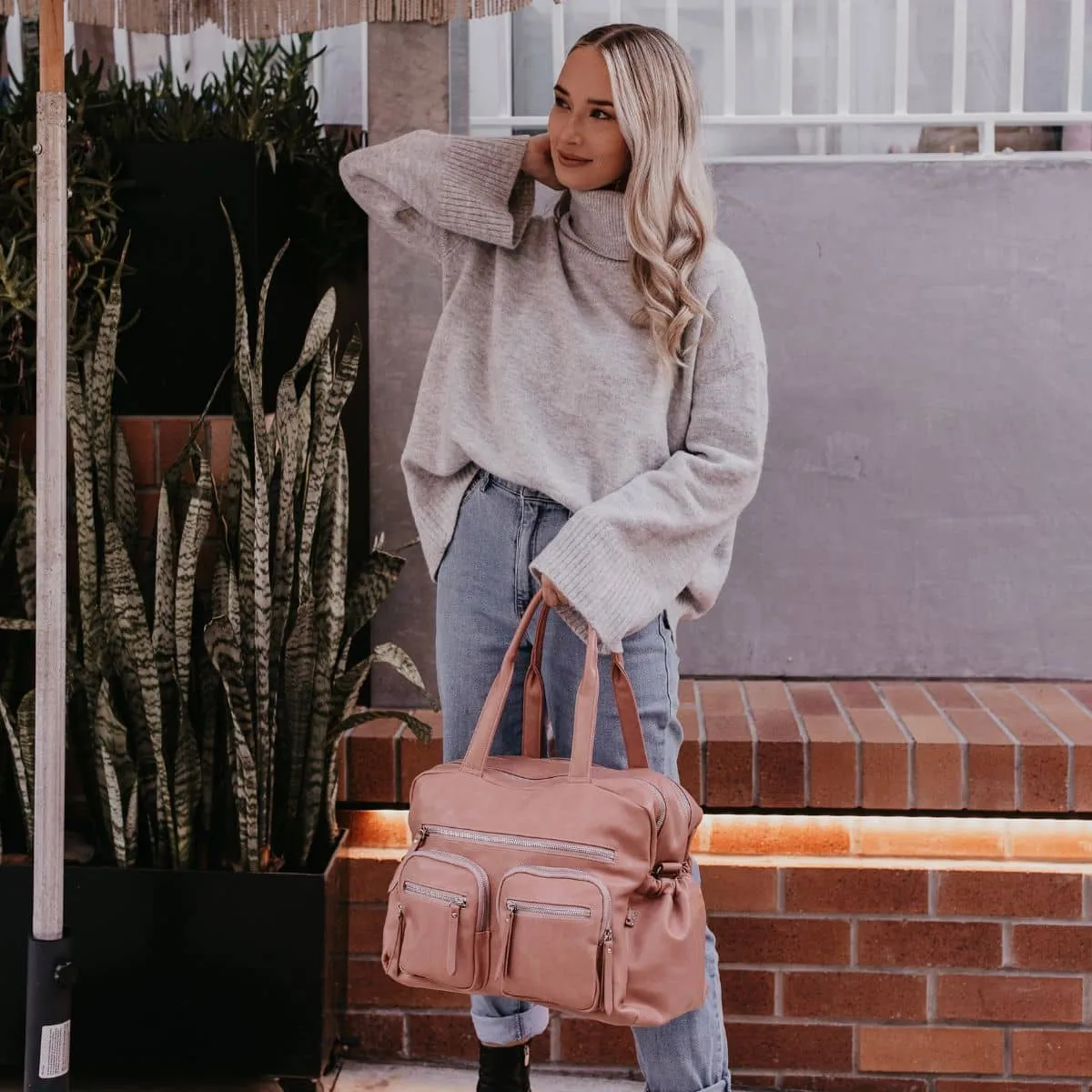 OiOi Vegan Leather Carry All Nappy Bag - Dusty Rose