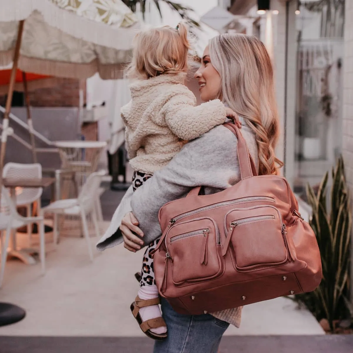 OiOi Vegan Leather Carry All Nappy Bag - Dusty Rose