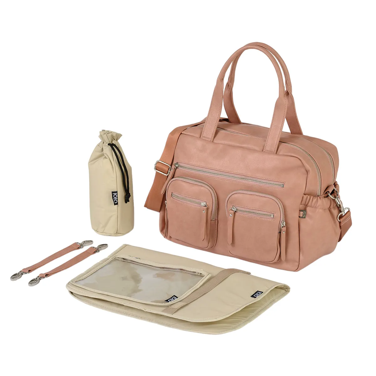 OiOi Vegan Leather Carry All Nappy Bag - Dusty Rose
