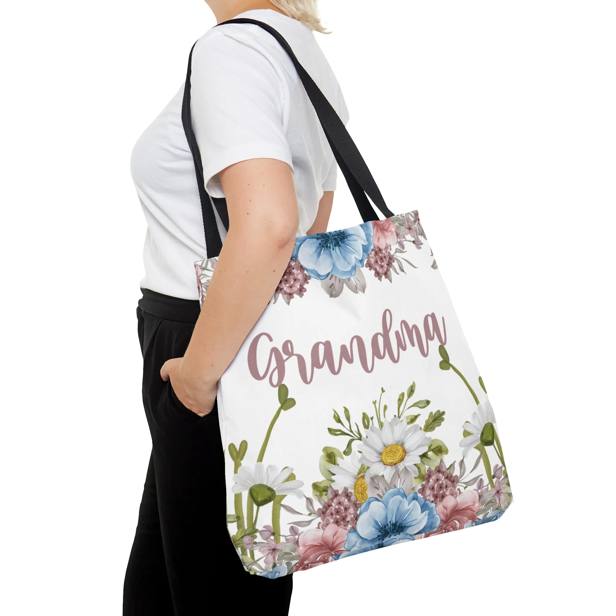 Personalised/Non-Personalised Tote Bag, Floral, Grandma, Tote bag