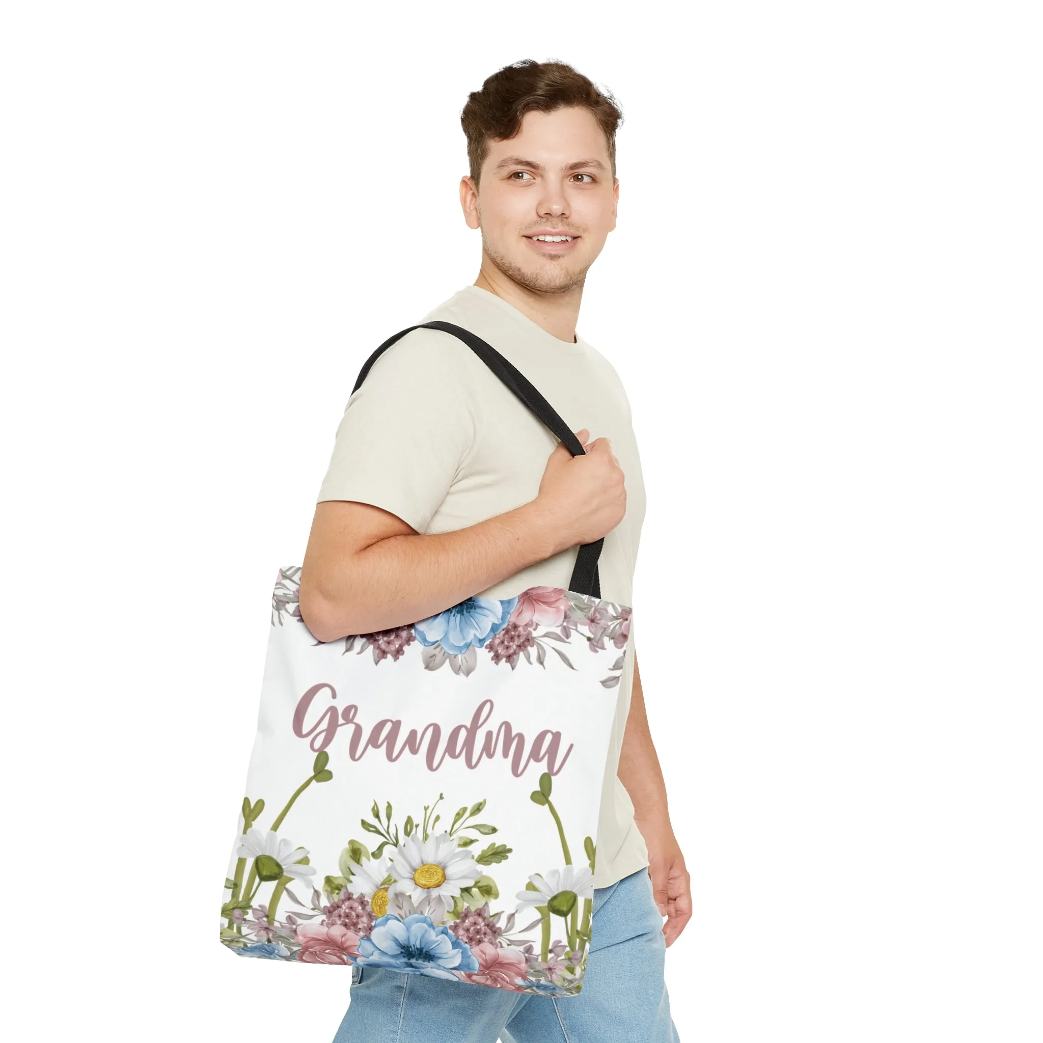 Personalised/Non-Personalised Tote Bag, Floral, Grandma, Tote bag