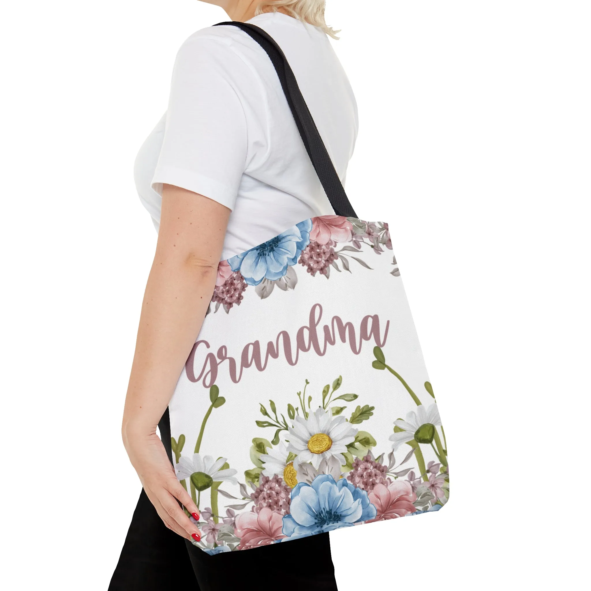 Personalised/Non-Personalised Tote Bag, Floral, Grandma, Tote bag