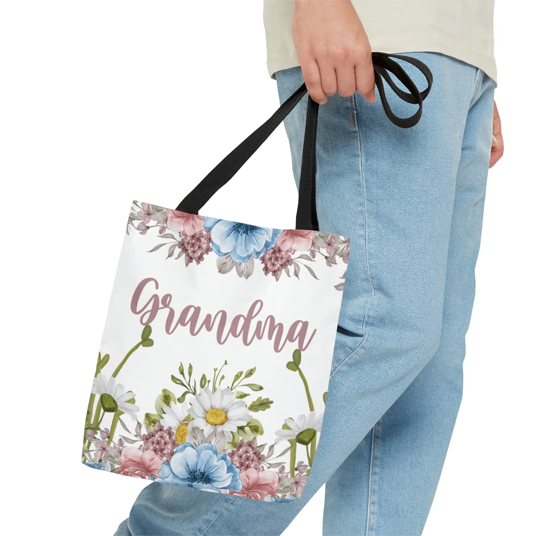 Personalised/Non-Personalised Tote Bag, Floral, Grandma, Tote bag