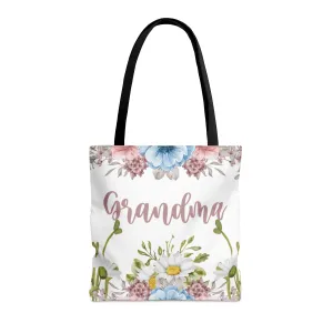 Personalised/Non-Personalised Tote Bag, Floral, Grandma, Tote bag