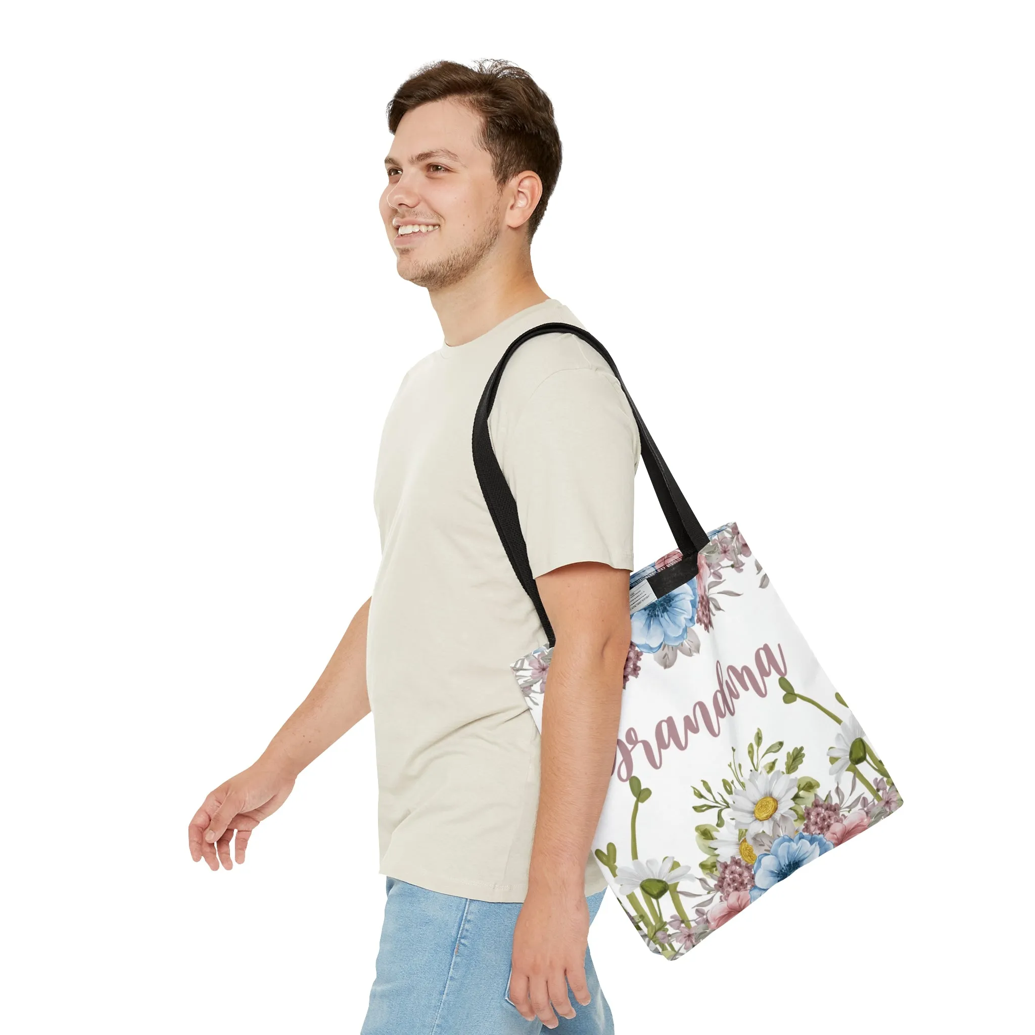 Personalised/Non-Personalised Tote Bag, Floral, Grandma, Tote bag