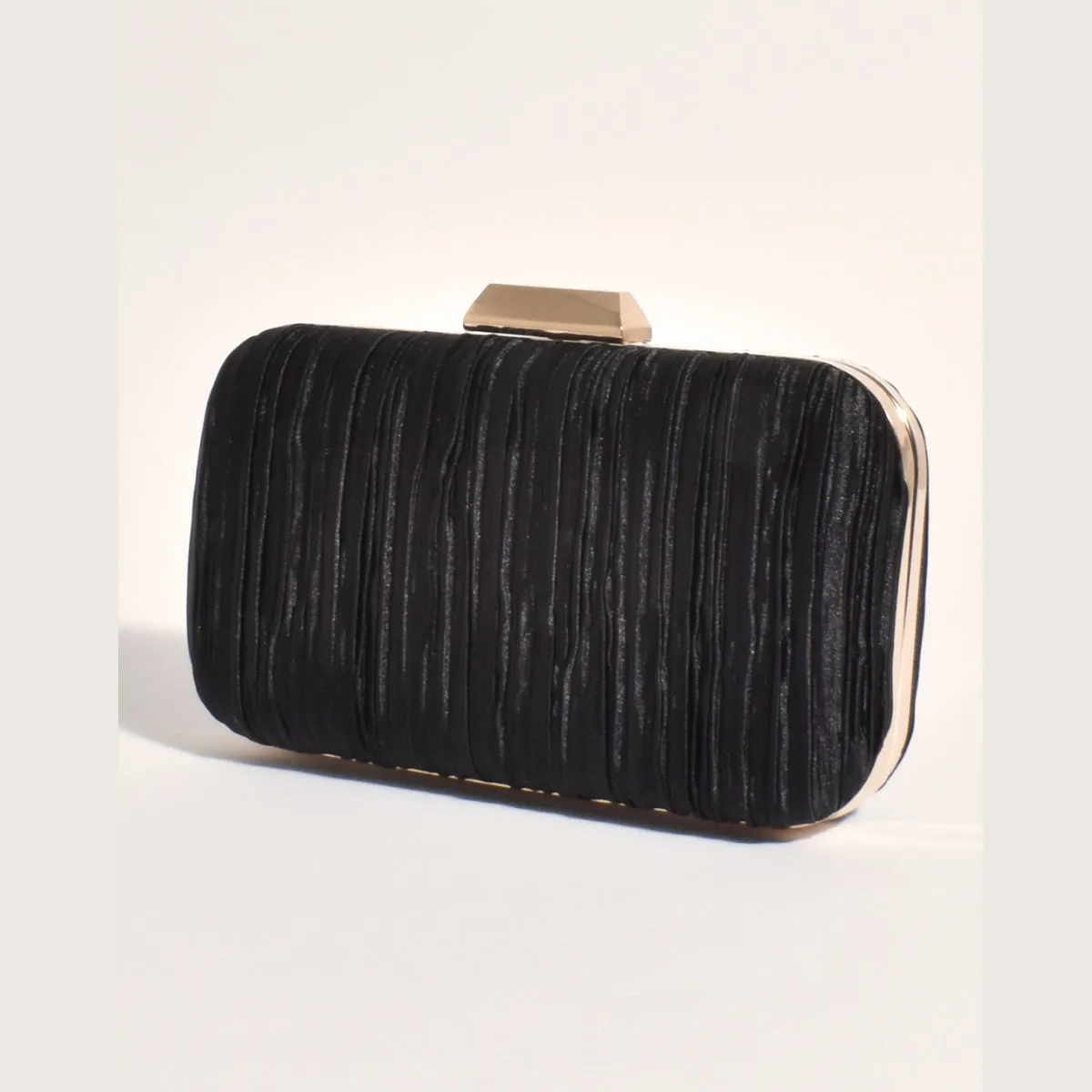 Portia Pleated Event Clutch (Black)