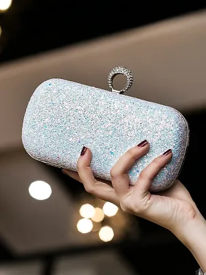 PU Leather Lightweight Large Capacity Durable Solid Color Rhinestone Clutch Bags