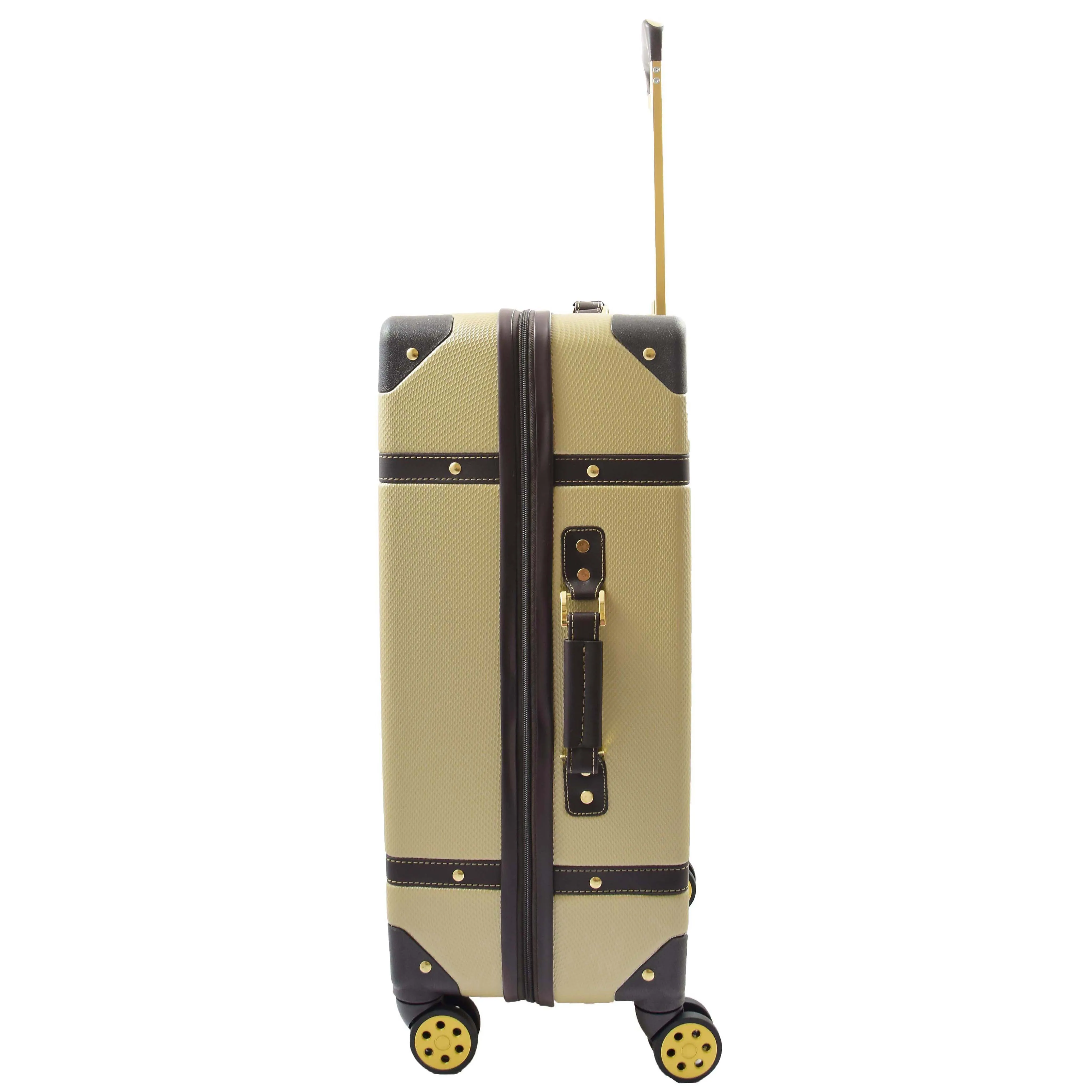 Retro 8 Wheel Hard Shell Luggage Trunk Style Suitcase Travel Bags Archaic Gold