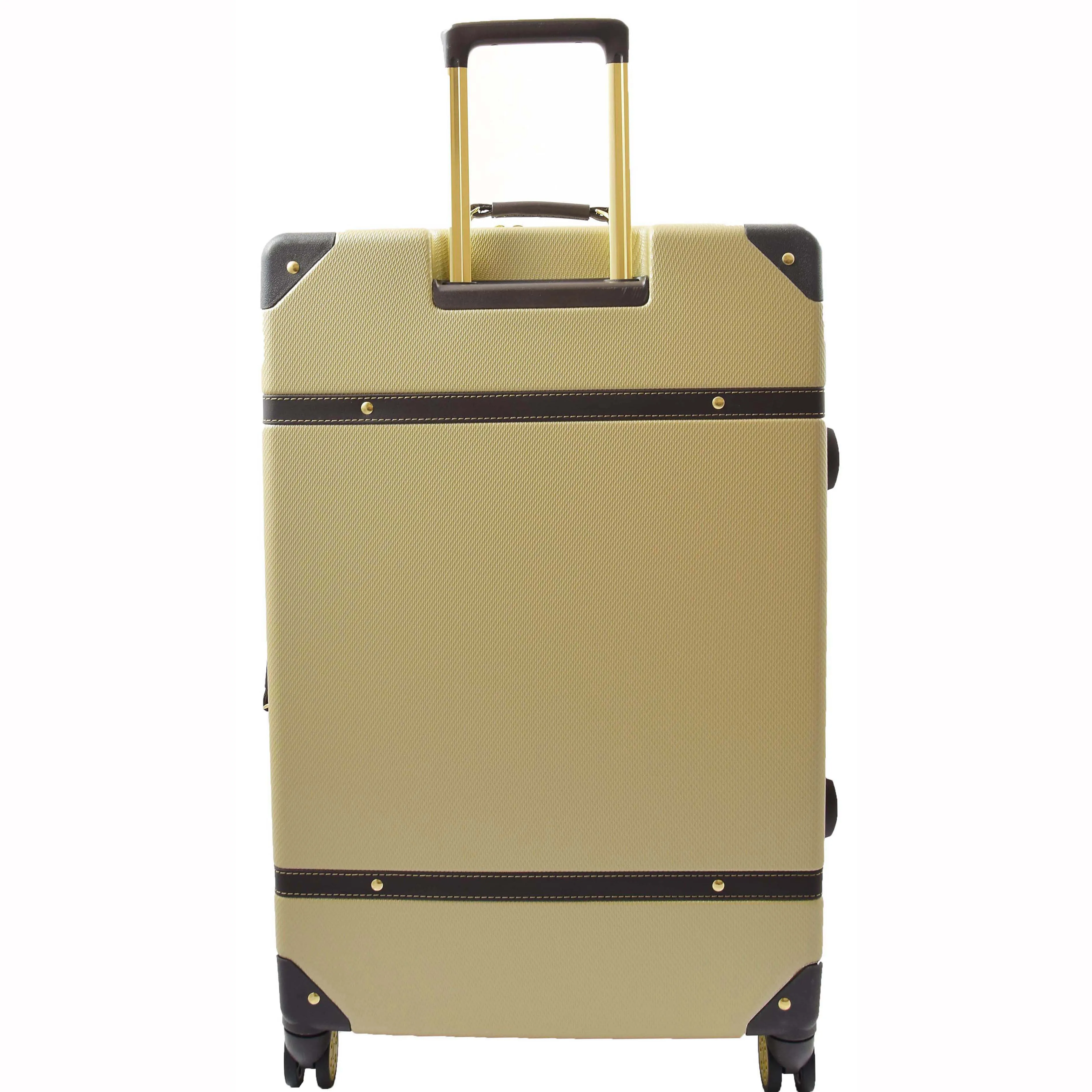 Retro 8 Wheel Hard Shell Luggage Trunk Style Suitcase Travel Bags Archaic Gold