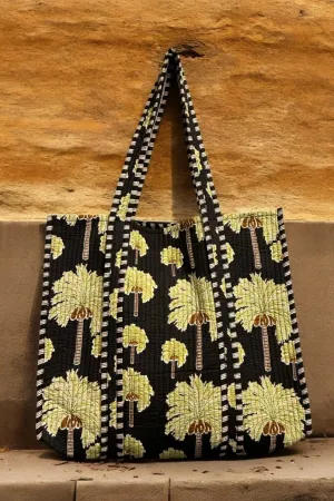 Reversible Cotton Quilted Tote - Palm Garden