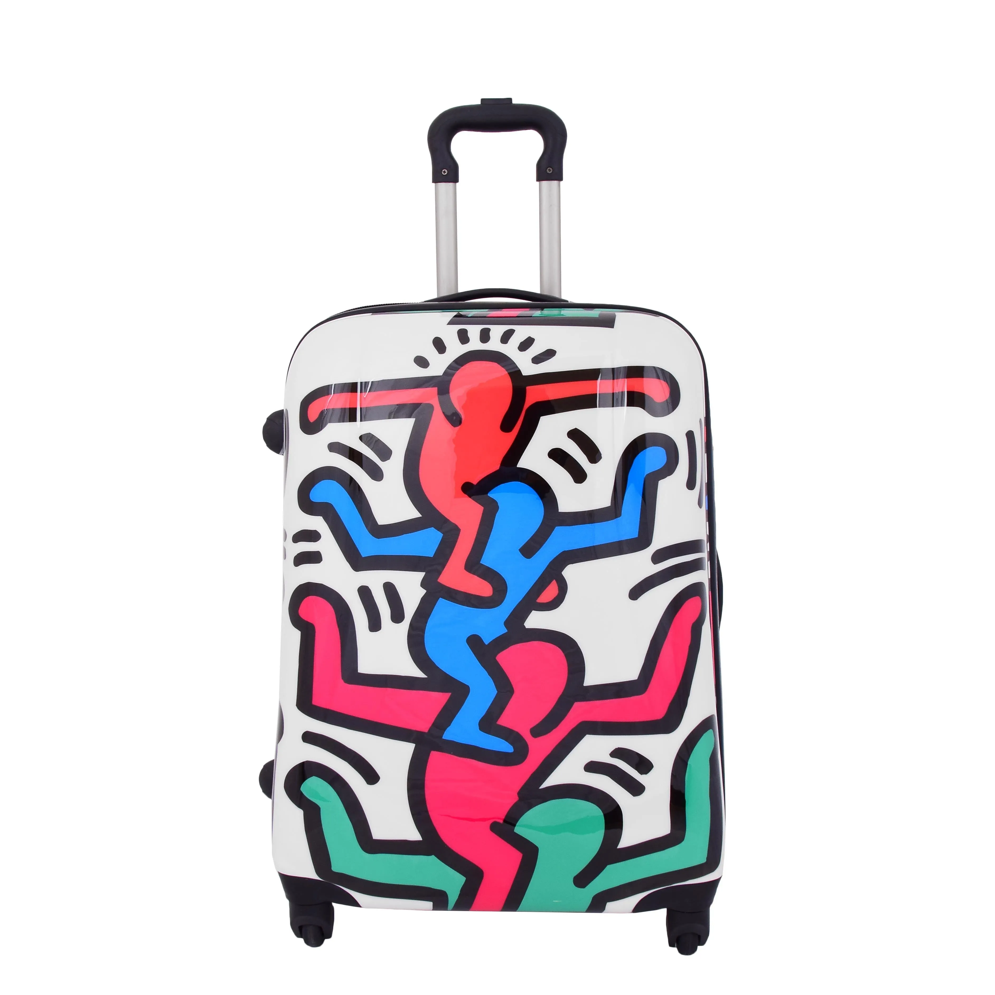 Robust Hard Shell Suitcase Stack Up Man Print 4 Wheel Luggage Bags
