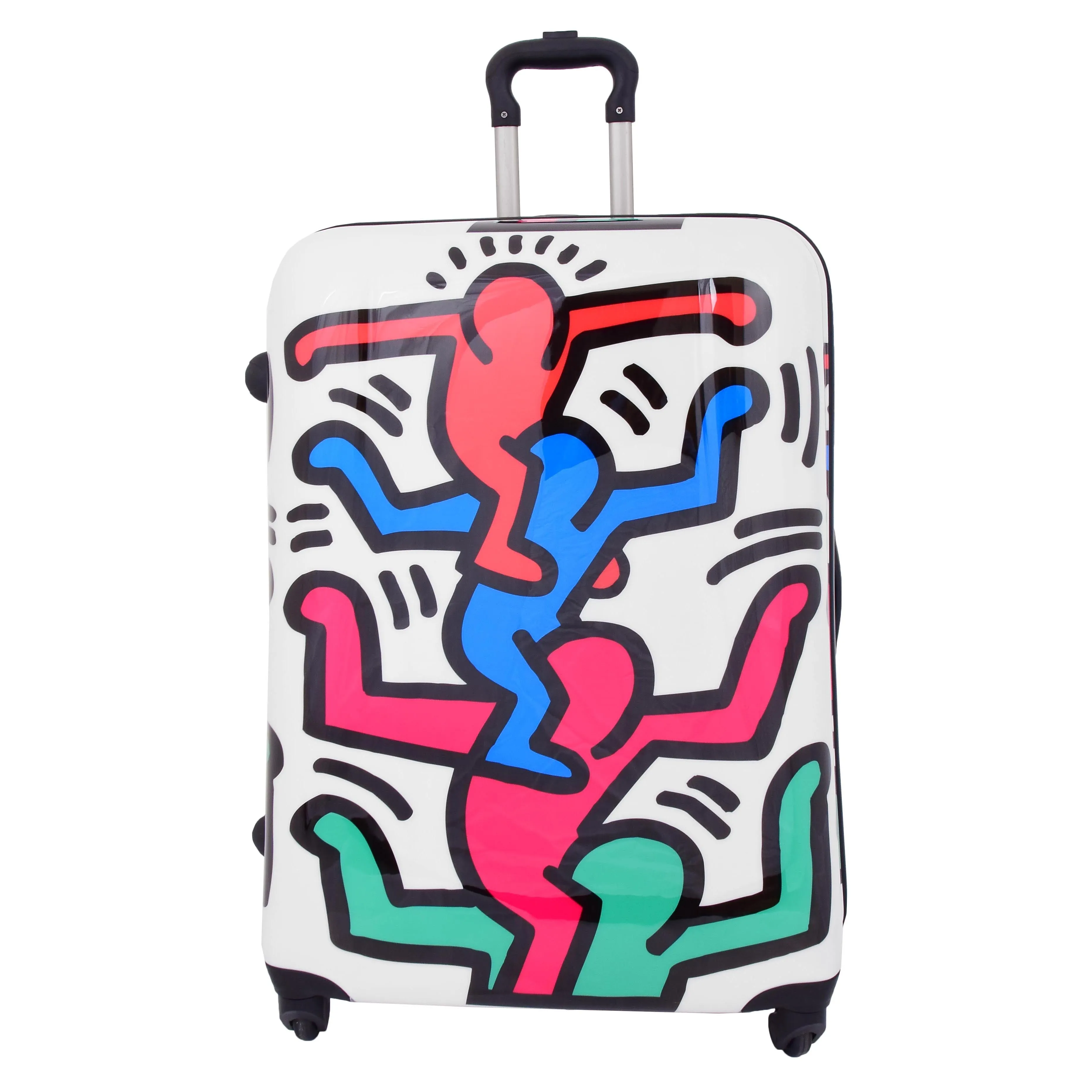 Robust Hard Shell Suitcase Stack Up Man Print 4 Wheel Luggage Bags