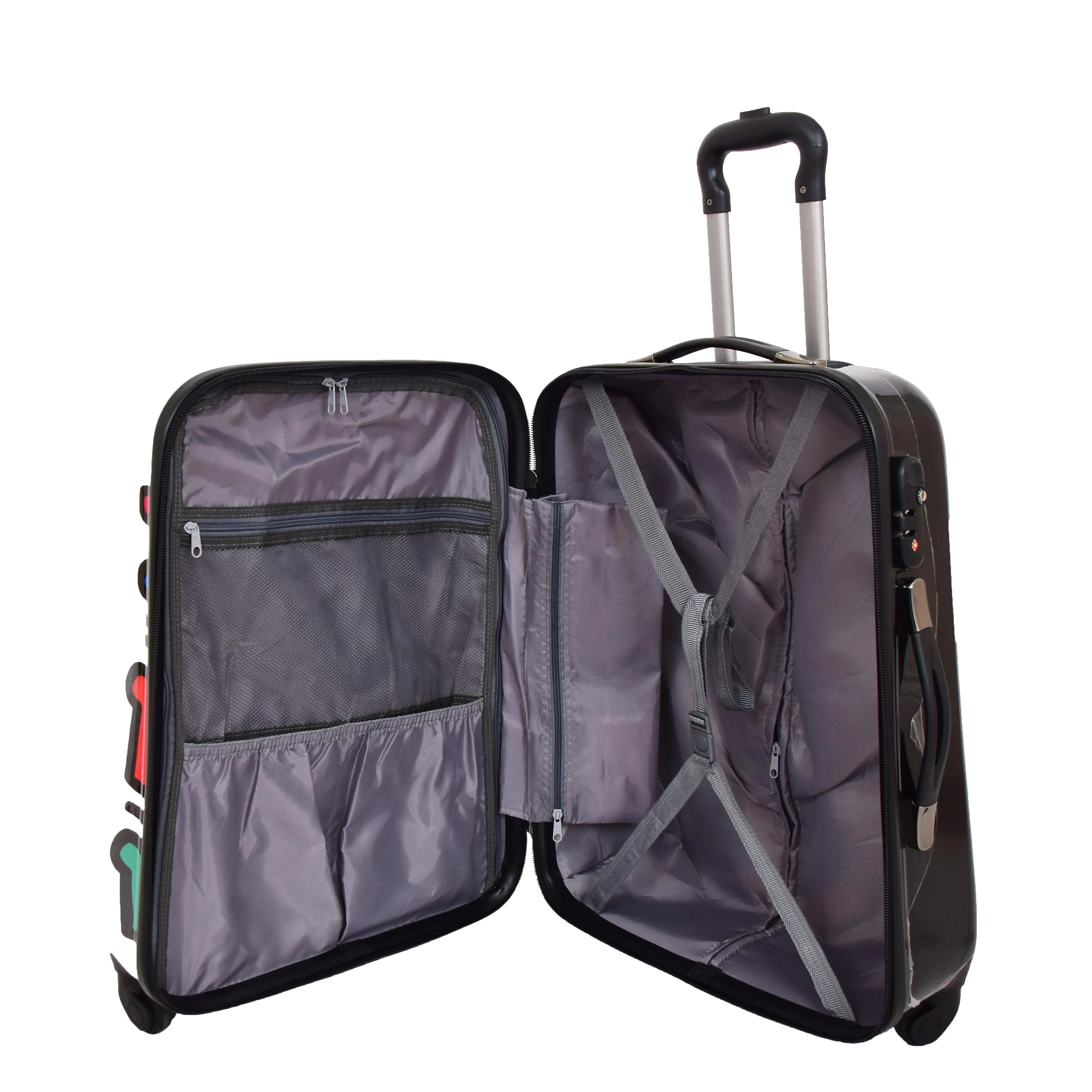 Robust Hard Shell Suitcase Stack Up Man Print 4 Wheel Luggage Bags