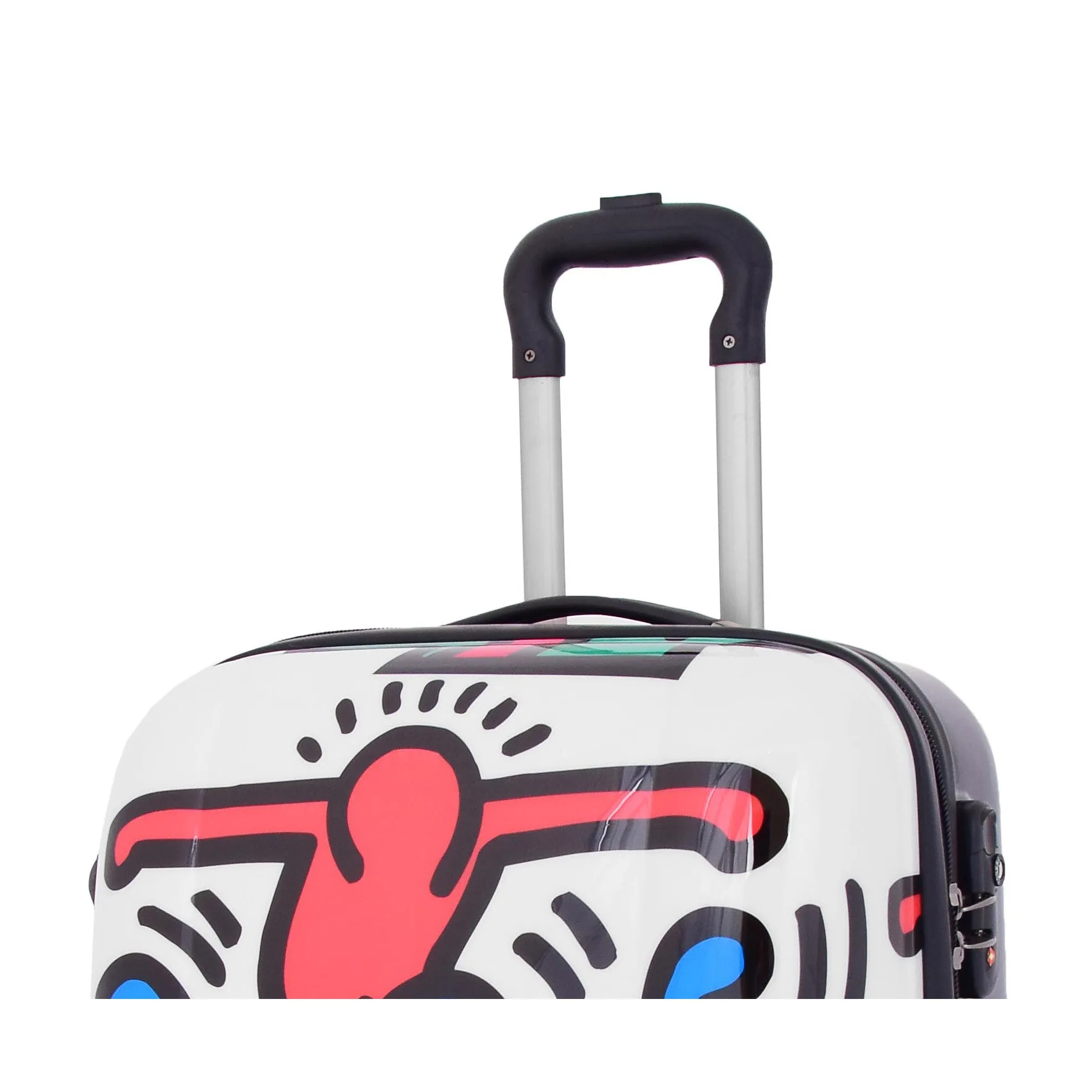 Robust Hard Shell Suitcase Stack Up Man Print 4 Wheel Luggage Bags