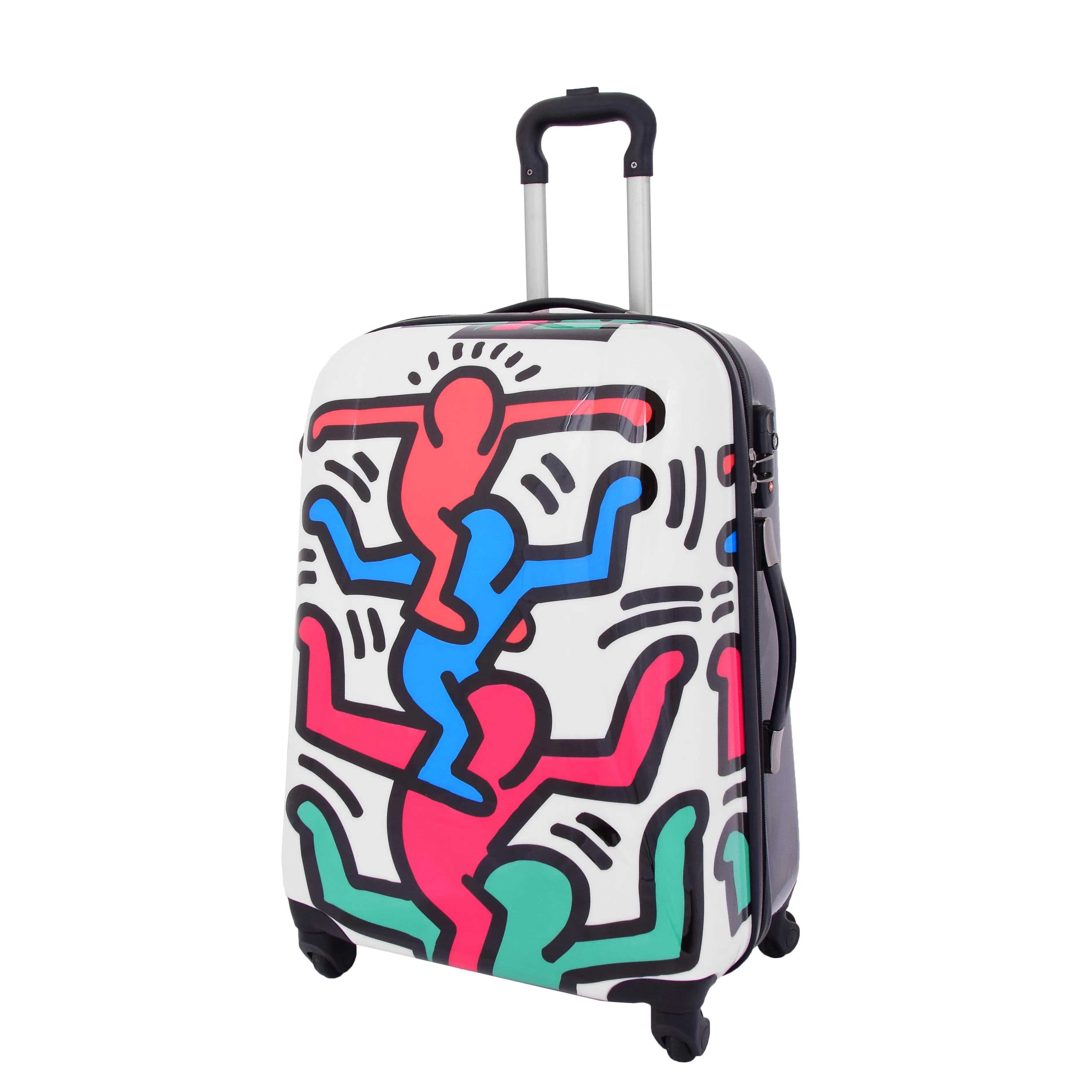Robust Hard Shell Suitcase Stack Up Man Print 4 Wheel Luggage Bags