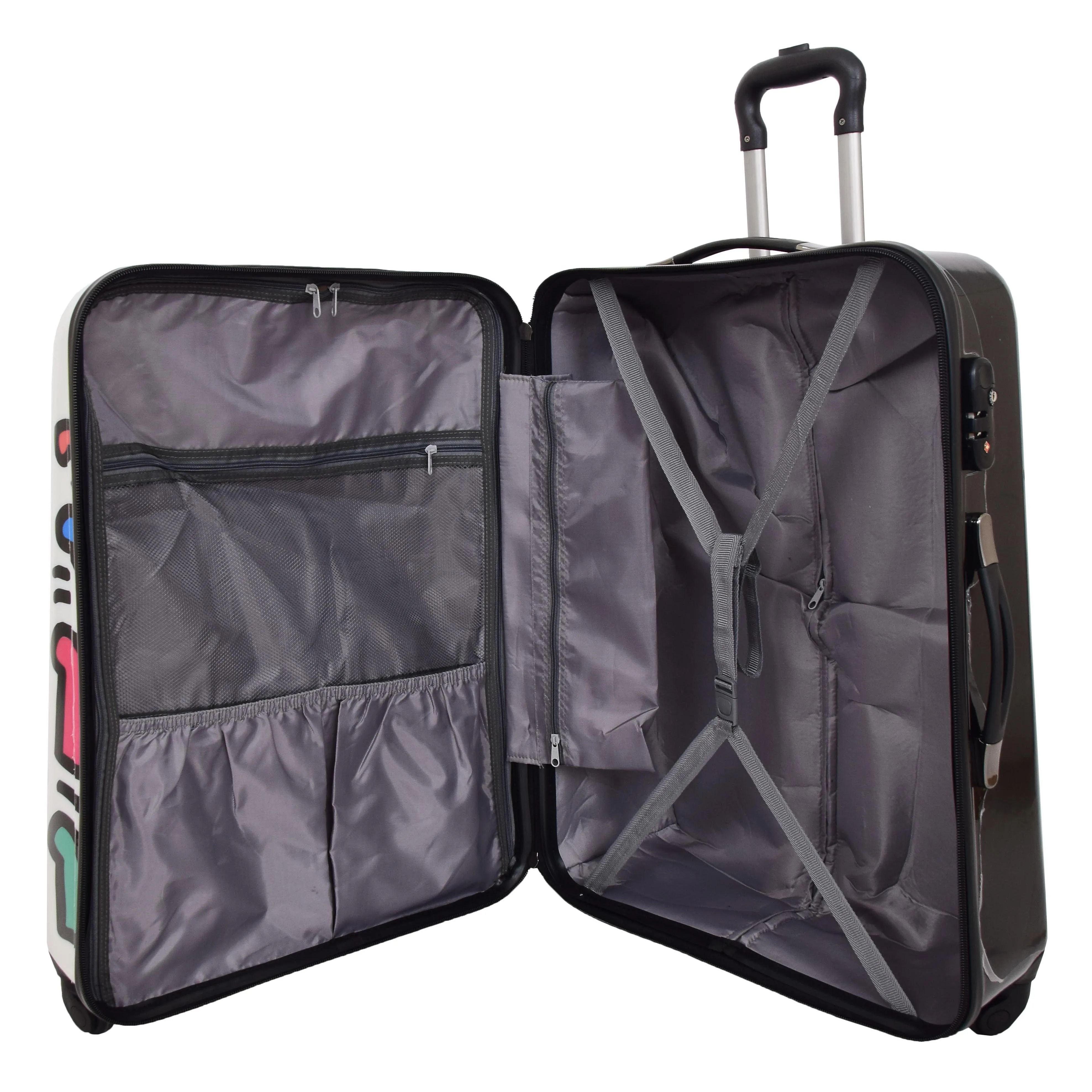 Robust Hard Shell Suitcase Stack Up Man Print 4 Wheel Luggage Bags