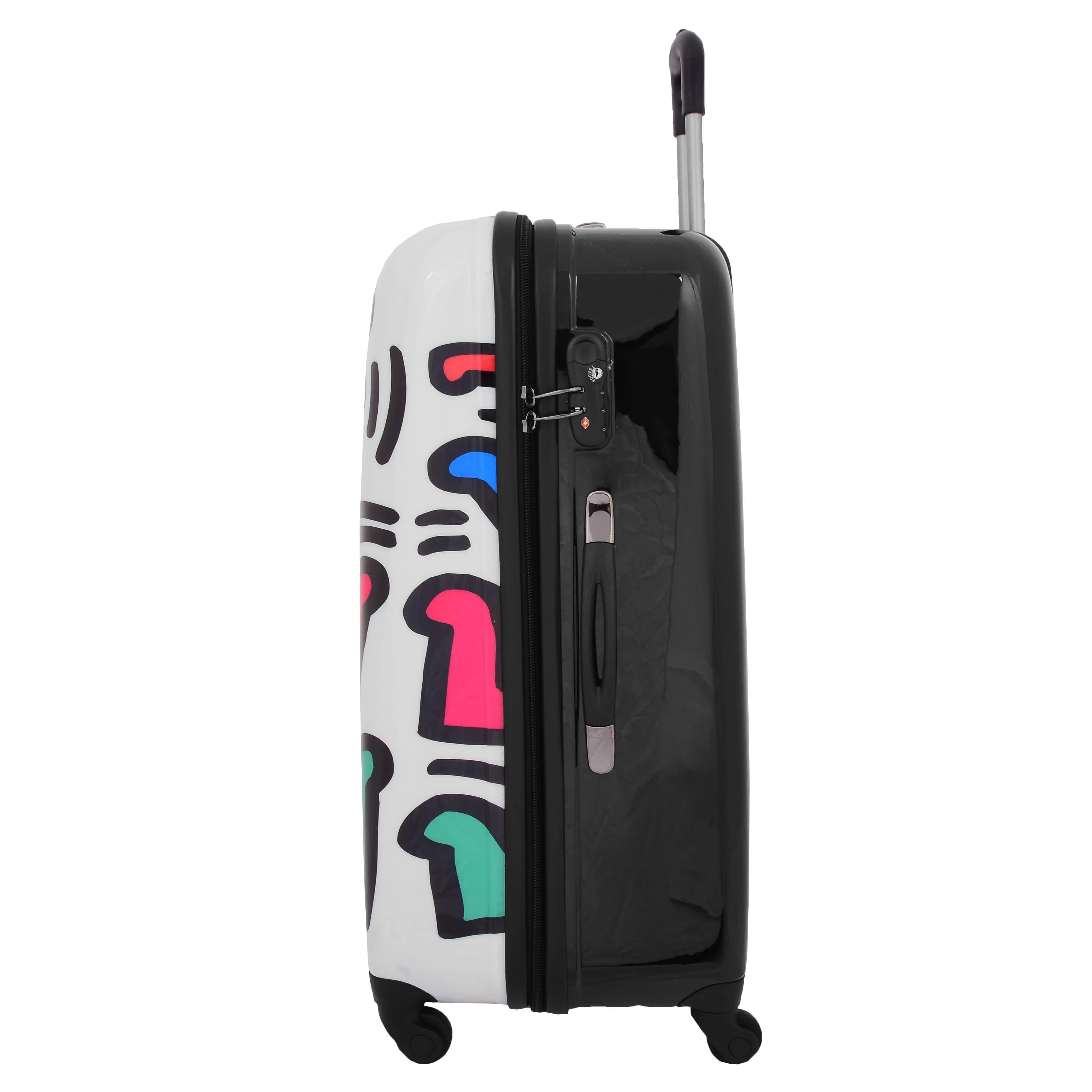 Robust Hard Shell Suitcase Stack Up Man Print 4 Wheel Luggage Bags
