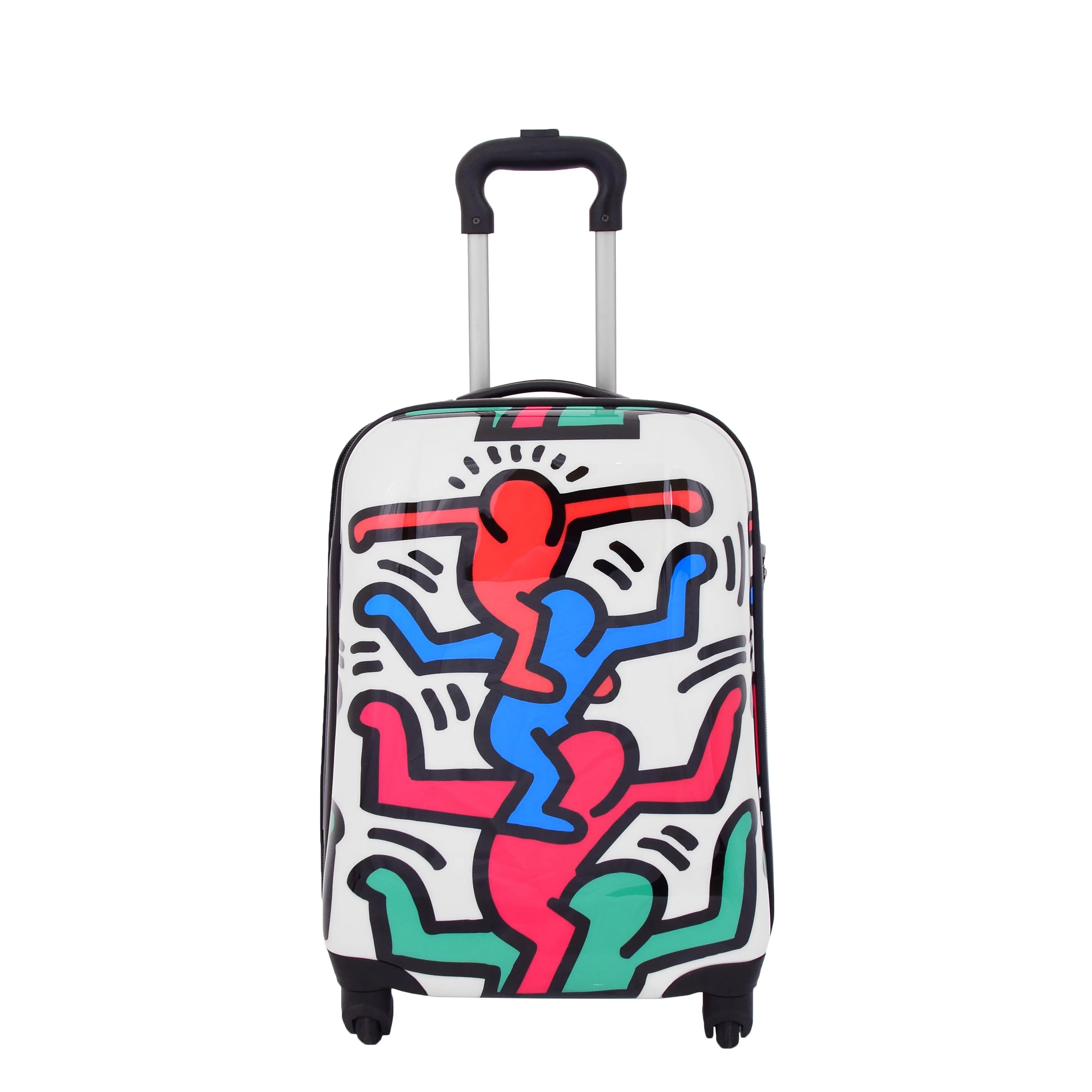 Robust Hard Shell Suitcase Stack Up Man Print 4 Wheel Luggage Bags