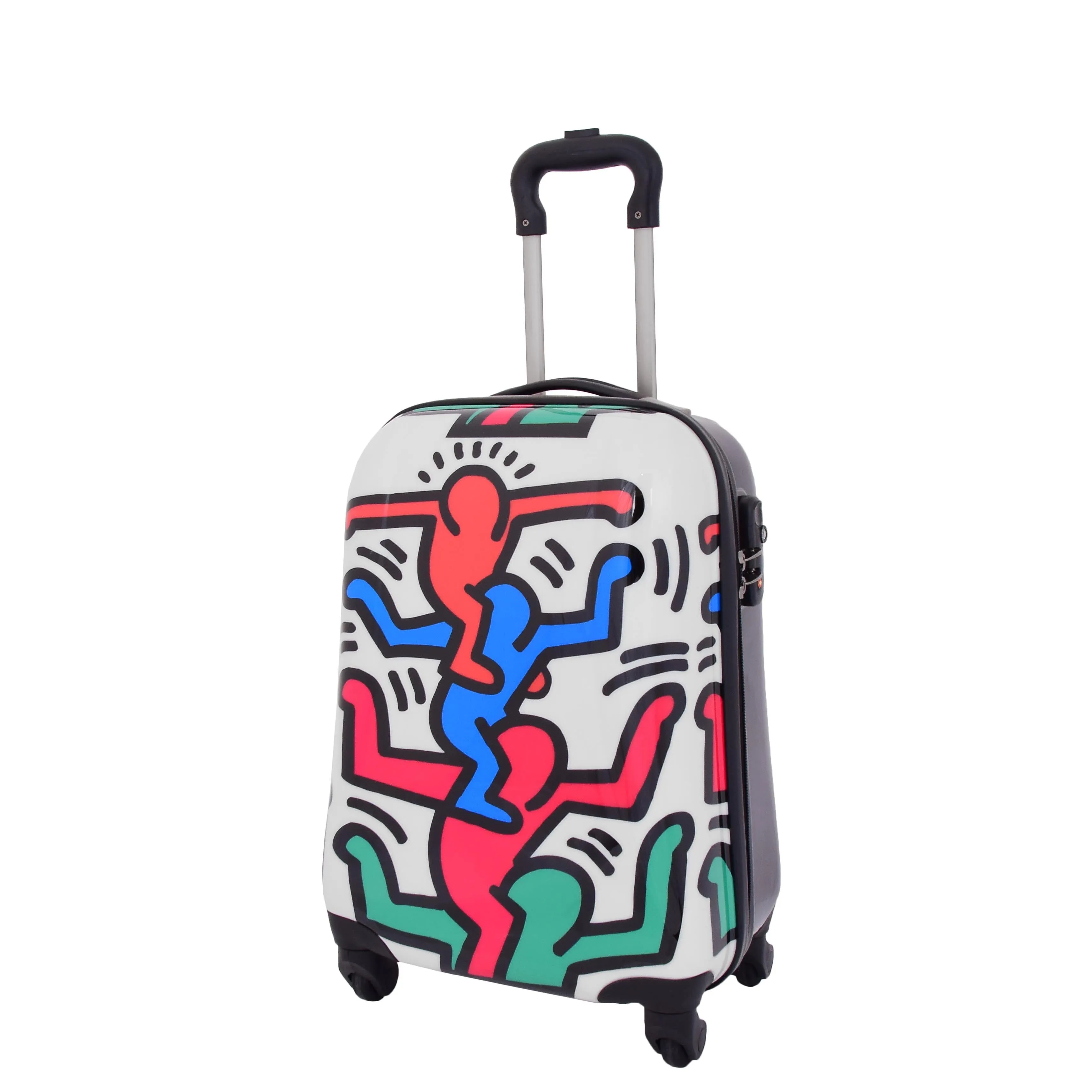 Robust Hard Shell Suitcase Stack Up Man Print 4 Wheel Luggage Bags