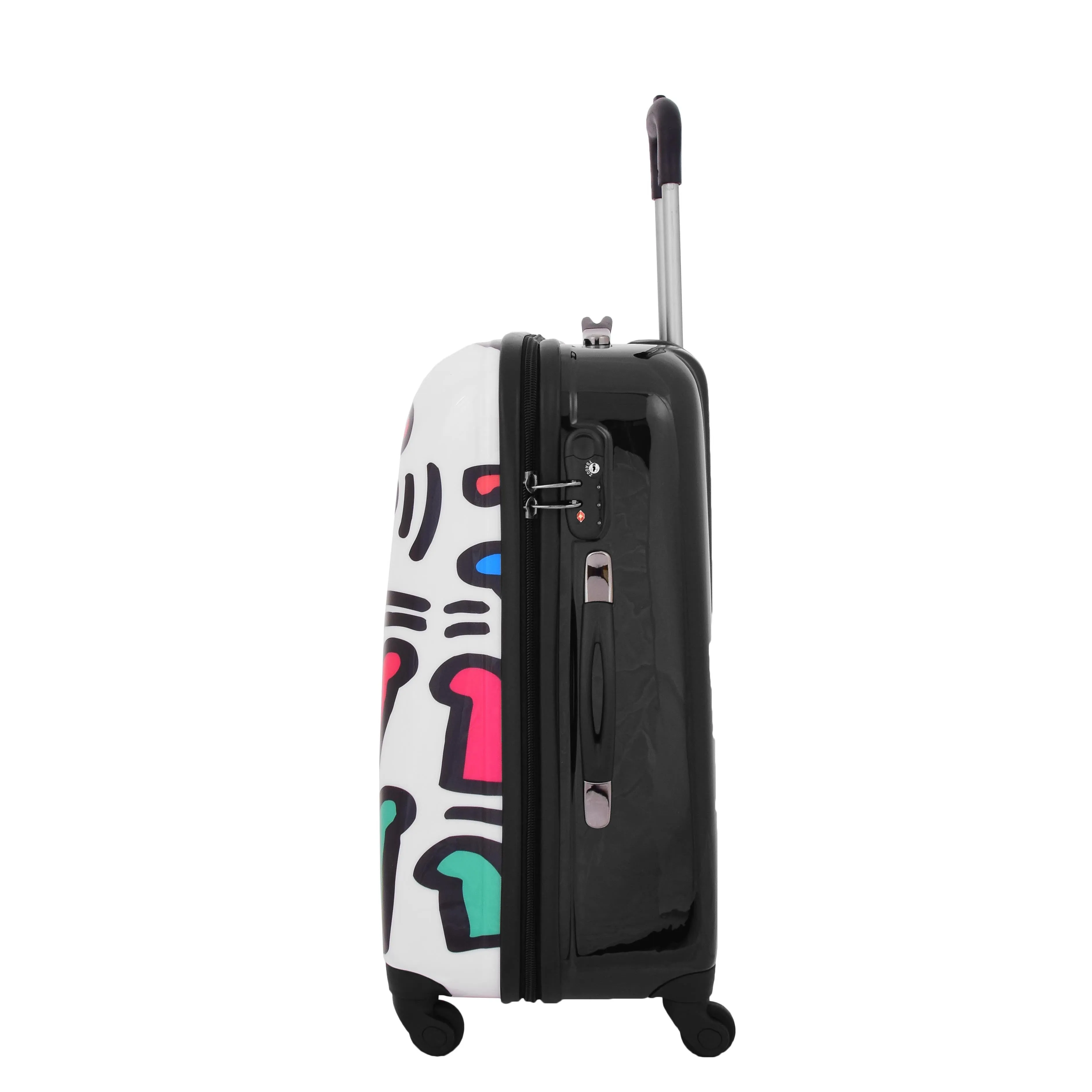 Robust Hard Shell Suitcase Stack Up Man Print 4 Wheel Luggage Bags
