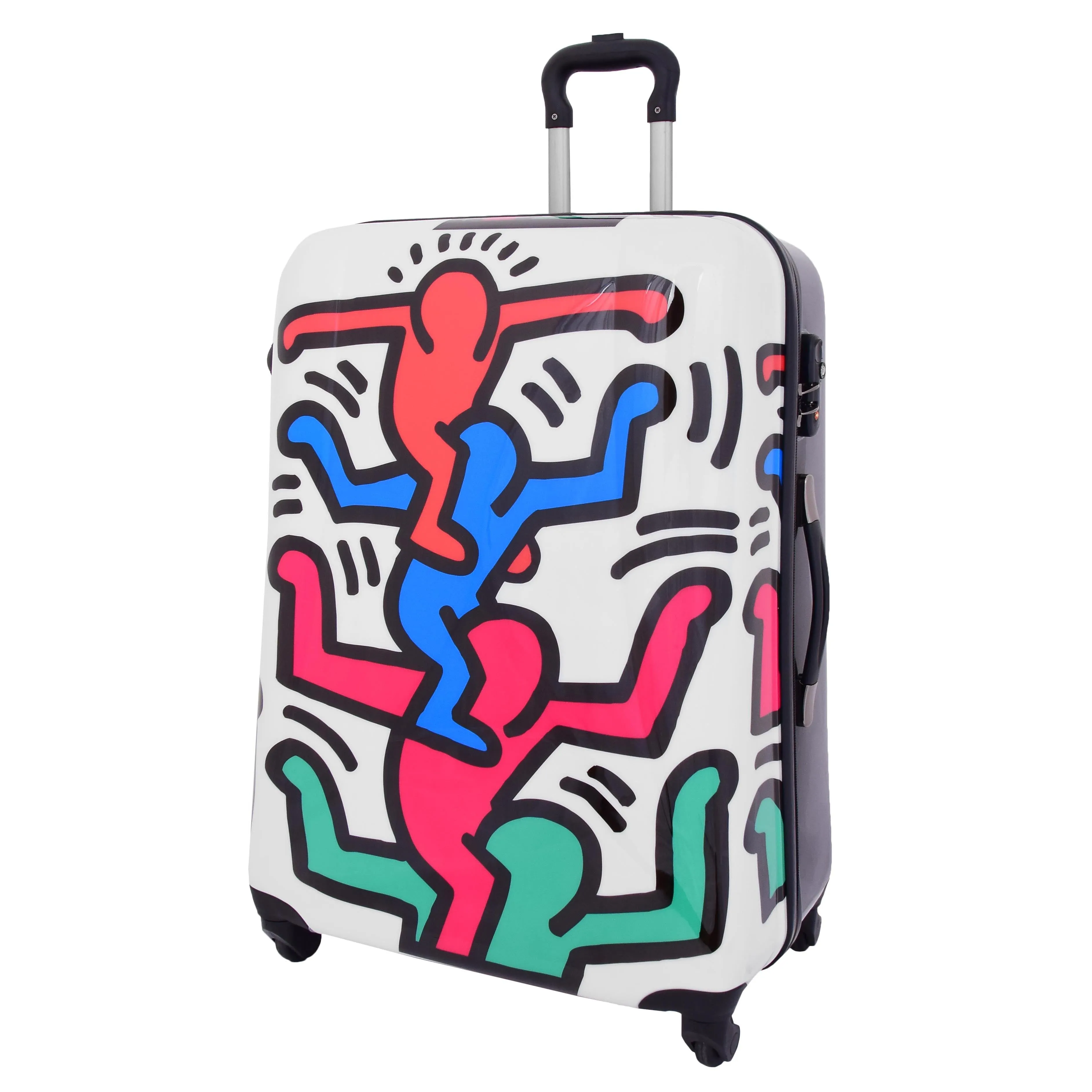 Robust Hard Shell Suitcase Stack Up Man Print 4 Wheel Luggage Bags